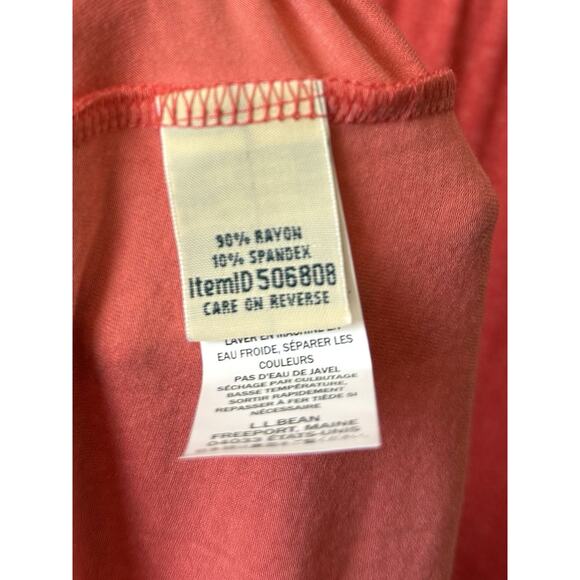 L.L. Bean Women’s Floral Print Summer Knit Dress Size Large Reg Coral - Picture 4 of 4